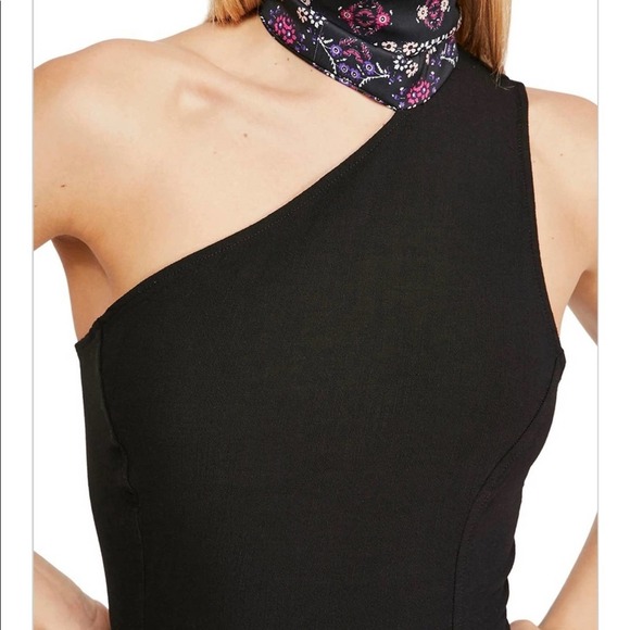 Free People Boho Black One Shoulder Top Medium - Picture 6 of 9